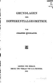 Cover of: Grundlagen der differentialgeometrie.