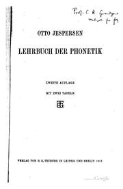 Cover of: Lehrbuch der Phonetik. by Otto Jespersen
