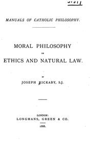 Cover of: ... Moral philosophy by Joseph Rickaby