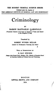 Cover of: Criminology by Raffaele Garofalo