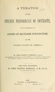 Cover of: A treatise on the specific performance of contracts by Pomeroy, John Norton