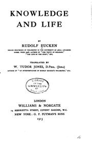 Cover of: Knowledge and life by Rudolf Eucken