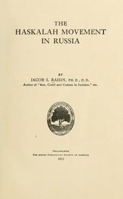 Cover of: The Haskalah movement in Russia by Raisin, Jacob S.