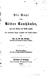 Cover of: Die Sage vom Ritter Tanhäuser by Johann Georg Theodor Grässe