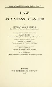 Cover of: Law as a means to an end. by Rudolf von Jhering