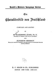 Cover of: Ein charakterbild von Deutschland by Marshall Blakemore Evans