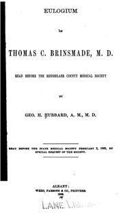 Eulogium on Thomas C. Brinsmade, M. D by George H. Hubbard