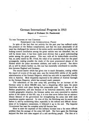 Cover of: German international progress in 1913: report of