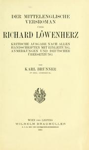 Cover of: Der mittelenglische Versroman über Richard Löwenherz by von Karl Brunner.