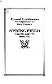 Personal reminiscences and fragments of the early history of Springfield and Greene County, Missouri