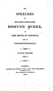 Cover of: The speeches of the Right Honourable Edmund Burke | Edmund Burke