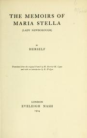 Cover of: The memoirs of Maria Stella (Lady Newborough)