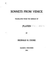 Cover of: Sonnets from Venice by August von Platen