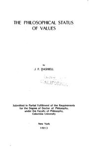 Cover of: The philosophical status of value