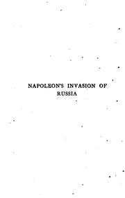 Cover of: Napoleon's invasion of Russia