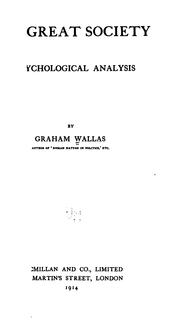 Cover of: The great society by Graham Wallas
