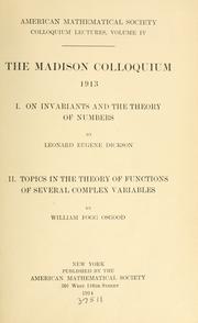 Cover of: The Madison colloquium 1913 by American Mathematical Society. Colloquium