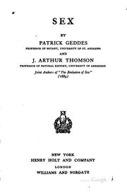 Cover of: Sex by Patrick Geddes