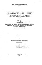 Cover of: Unemployed and public employment agencies ...