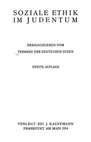 Cover of: Soziale ethik im judentum by Verband der Deutschen Juden (Germany)