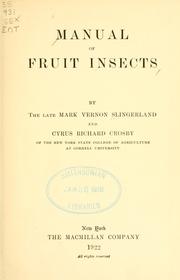 Cover of: Manual of fruit insects