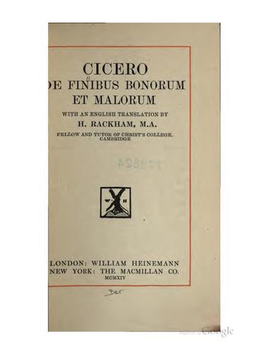 De finibus bonorum et malorum by Cicero