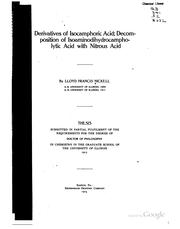 Cover of: Derivatives of isocamphoric acid: decomposition of isoaminodihydrocampholytic acid with nitrous acid