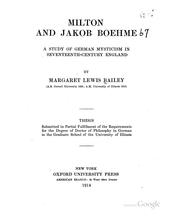 Cover of: Milton and Jakob Boehme: a study of German mysticism in seventeenth-century England