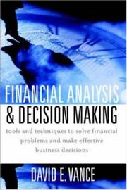 Cover of: Financial Analysis and Decision Making  by David E. Vance