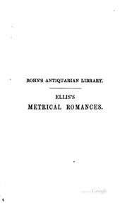 Cover of: Specimens of Early English metrical romances by Ellis, George