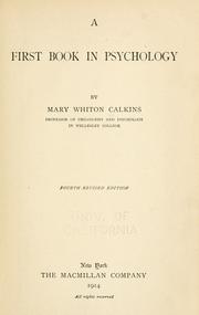 Cover of: A first book in psychology by Mary Whiton Calkins