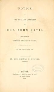 Notice of the life and character of Hon. John Davis by Thomas Kinnicutt