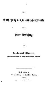 Cover of: Die Entstehung des Isländischen Staats und seiner Verfassung