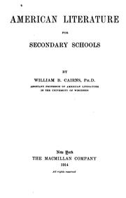 Cover of: American literature for secondary schools by William B. Cairns