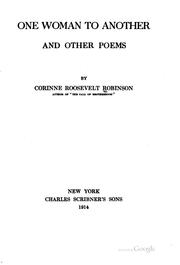 Cover of: One woman to another, and other poems by Corinne Roosevelt Robinson