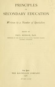 Cover of: Principles of secondary education by Monroe, Paul