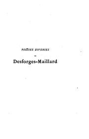 Cover of: Poésies diverses de Desforges-Maillard by Desforges-Maillard M.