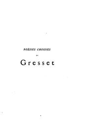 Cover of: Poésies choisies de Gresset