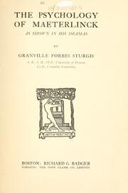 Cover of: The psychology of Maeterlinck by Granville Forbes Sturgis