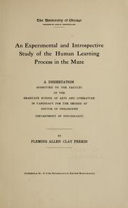 Cover of: An experimental and introspective study of the human learning process in the maze ... by Fleming Allen Clay Perrin, Fleming Allen Clay Perrin