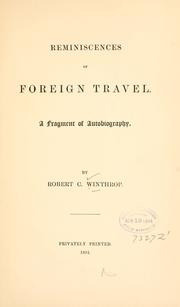 Cover of: Reminiscences of foreign travel.: A fragment of autobiography.