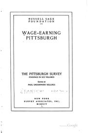 Cover of: Wage-earning Pittsburgh. by 
