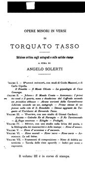 Cover of: Poemi minori di Torquato Tasso.