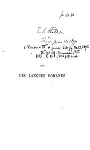 Cover of: Du c dans les langues romanes by Charles Joret