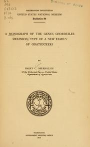Cover of: A monograph of the genus Chordeiles Swainson: type of a new family of goatsuckers