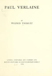 Cover of: Paul Verlaine | Thorley, Wilfrid Charles