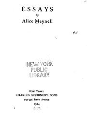 Cover of: Essays by Alice Meynell, Alice Meynell