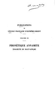 Cover of: Phonétique annamite by L. M. Cadière