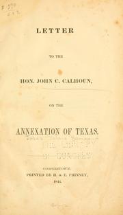 Cover of: Letter to the Hon. John C. Calhoun by Jabez D. Hammond