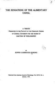 Cover of: sensations of the alimentary canal ... | Boring, Edwin Garrigues